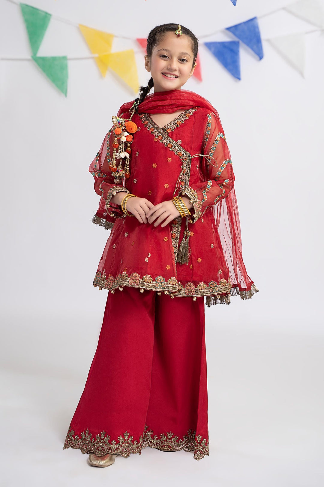 3 PIECE EMBROIDERED ORGANZA SUIT | MKS-EF24-24