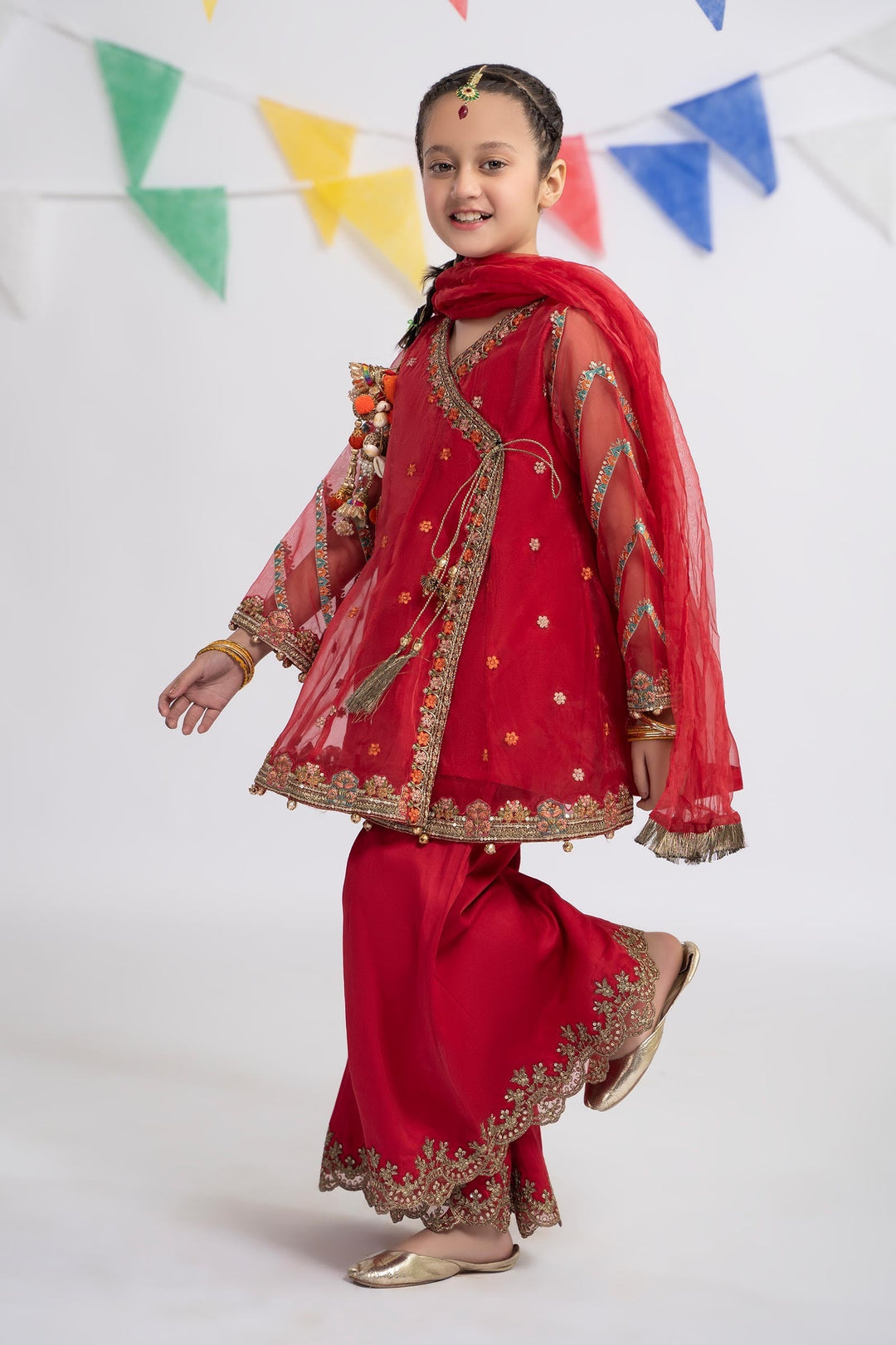 3 PIECE EMBROIDERED ORGANZA SUIT | MKS-EF24-24