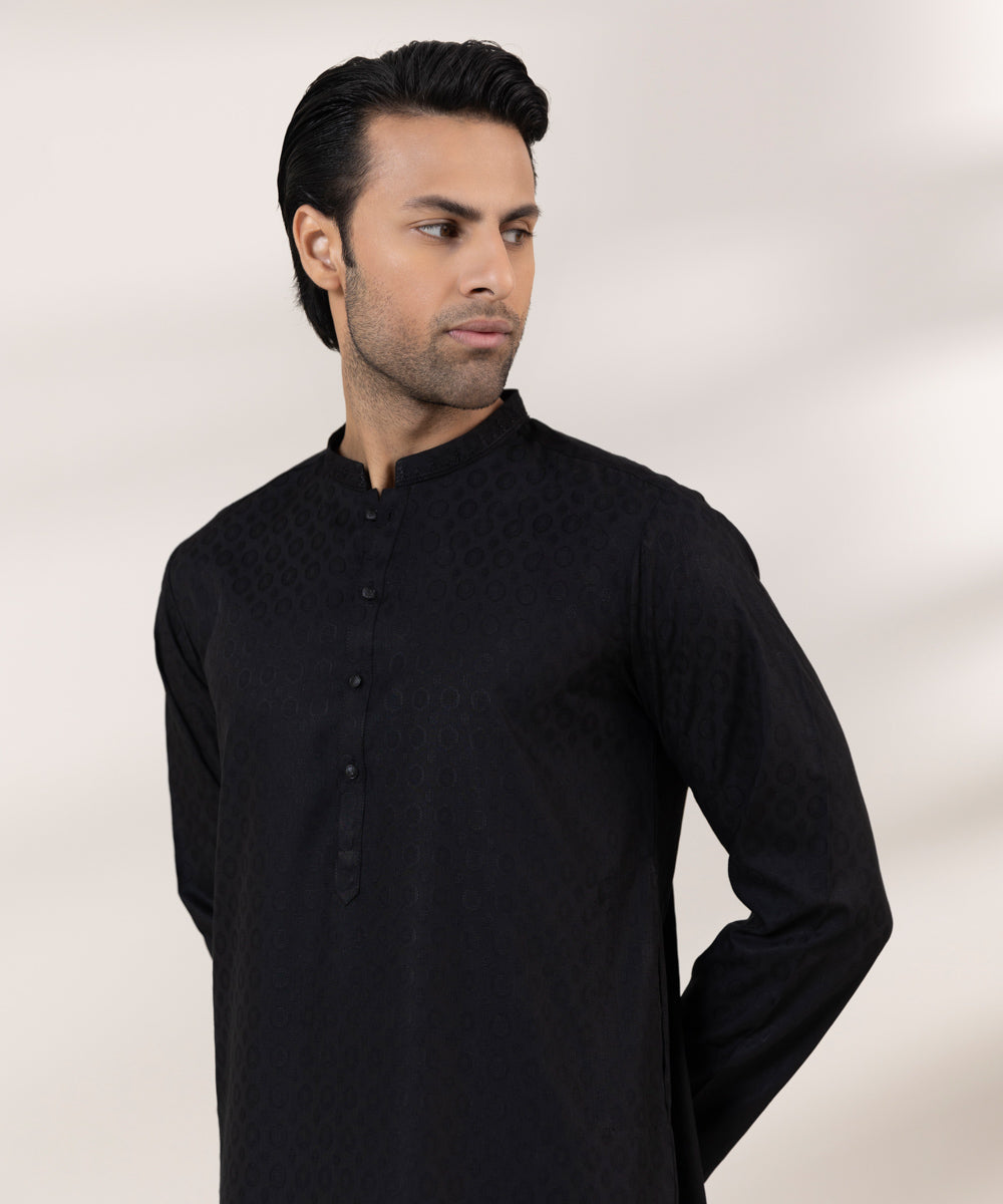 Embroidered Jacquard Kurta