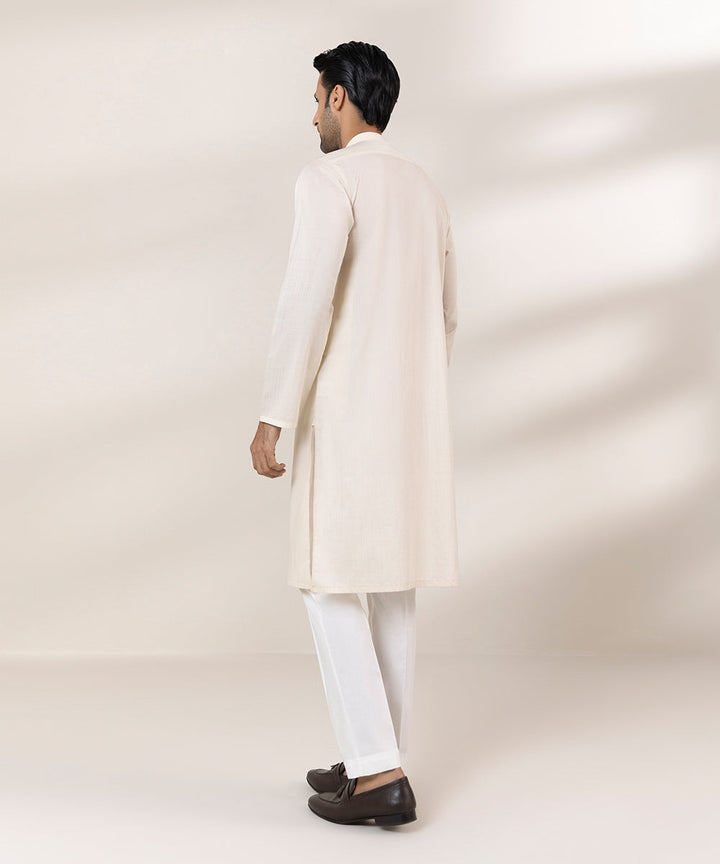 Embroidered Cotton Slub Kurta