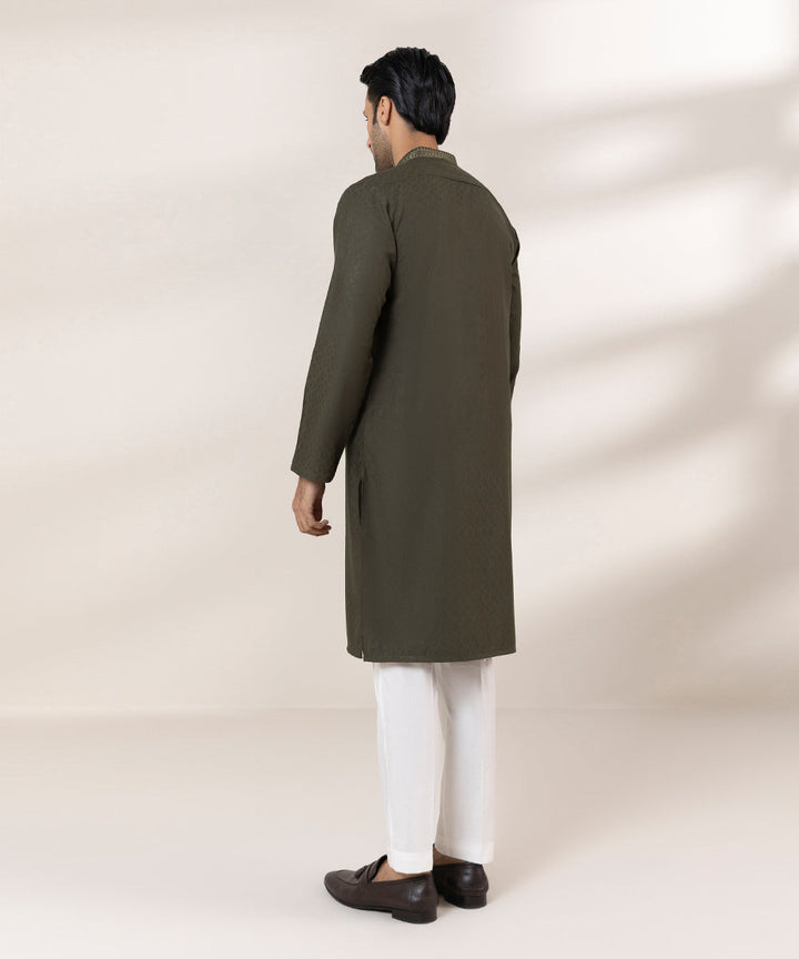 Embroidered Jacquard Kurta