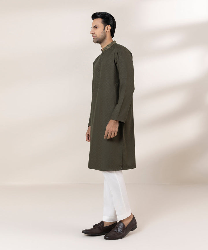 Embroidered Jacquard Kurta