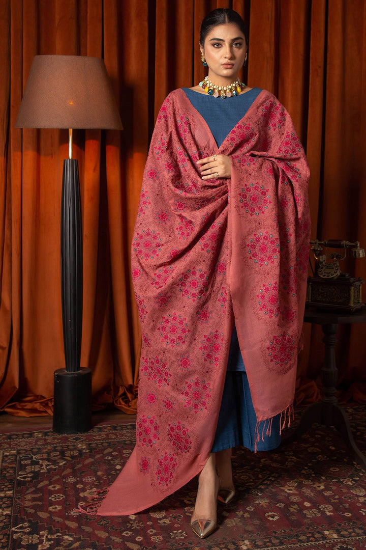 3093-ROSELLA EMBROIDERED BLEND WOOL SHAWL UNSTITCHED