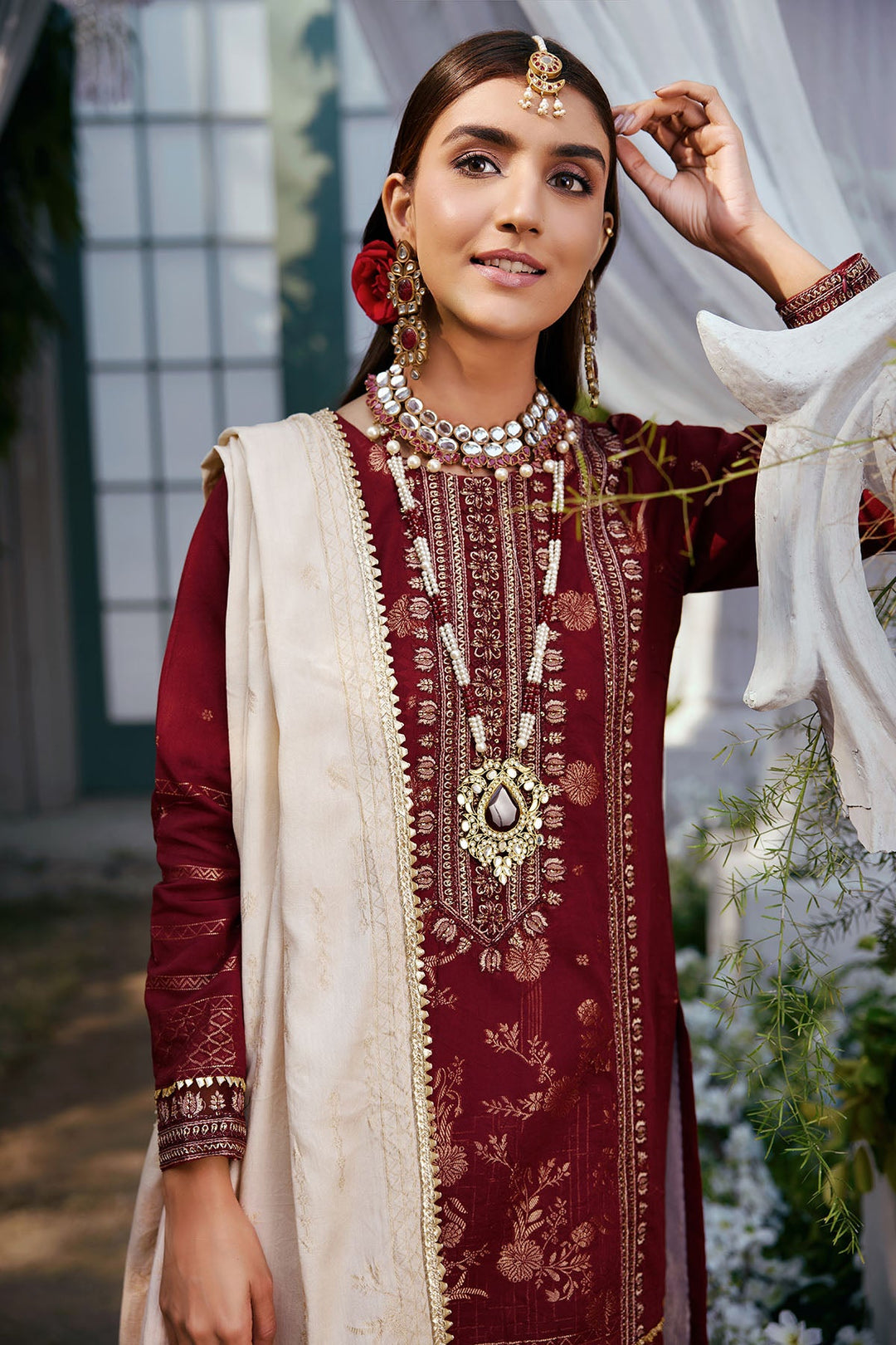 3852-GULNAR EMBROIDERED JACQUARD UNSTITCHED