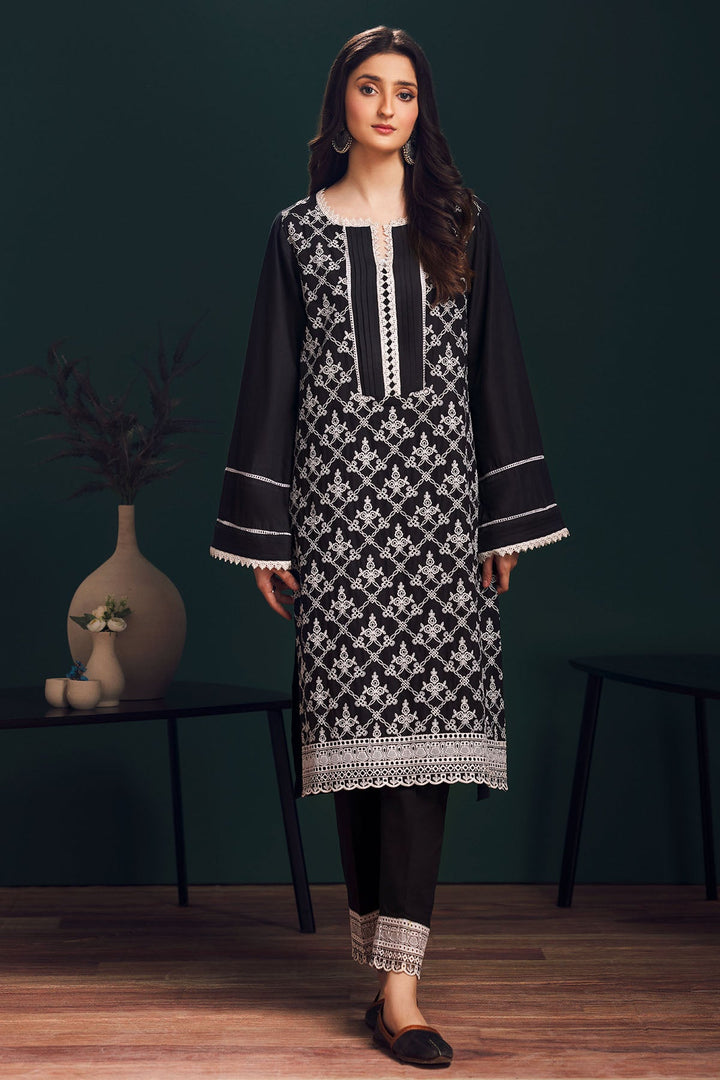 3994-BLACK SCHIFFLI EMBROIDERED LAWN STITCHED