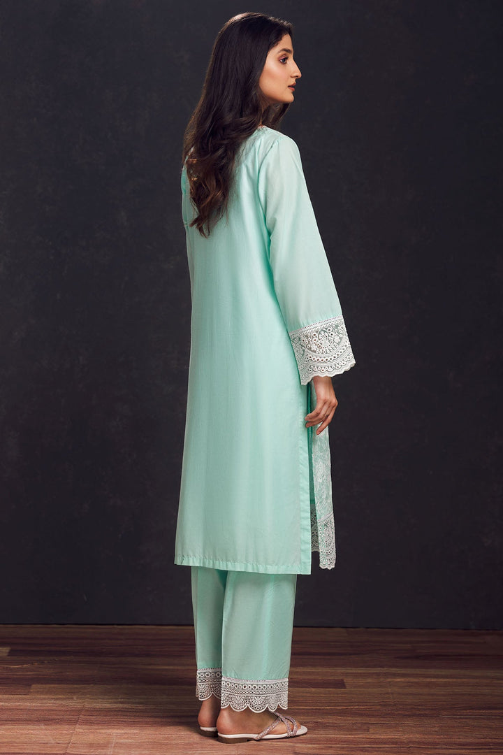 3998-SEA-GREEN SCHIFFLI EMBROIDERED LAWN STITCHED