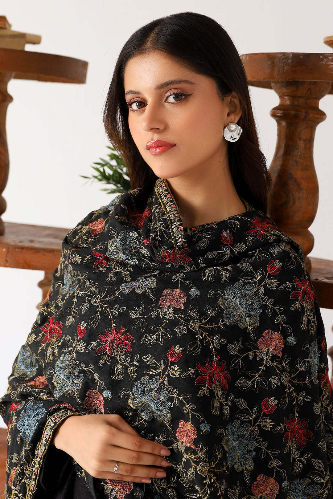 4203-JANAN EMBROIDERED KARANDI SHAWL