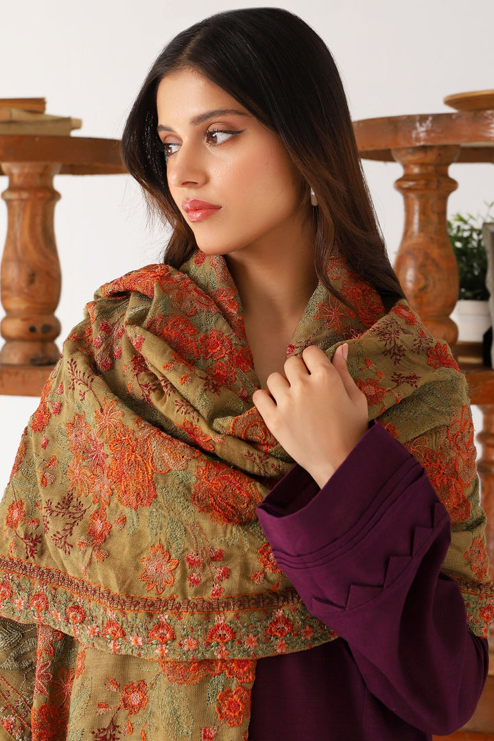 4214-MEHRZAD EMBROIDERED WOOL SHAWL