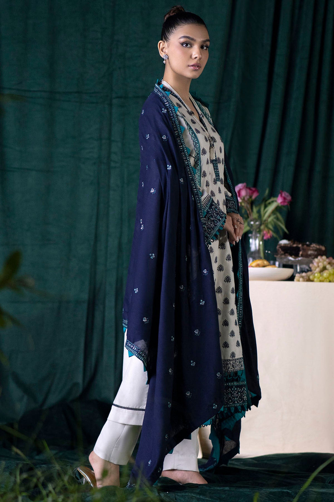 4354-IZMA EMBROIDERED KHADDAR STITCHED