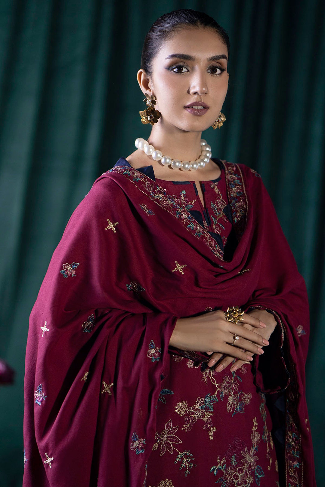 4357-CHIONE EMBROIDERED KHADDAR STITCHED