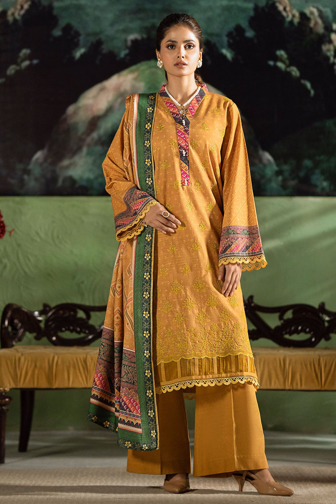 4389-MERAKI DIGITAL PRINTED KHADDAR STITCHED