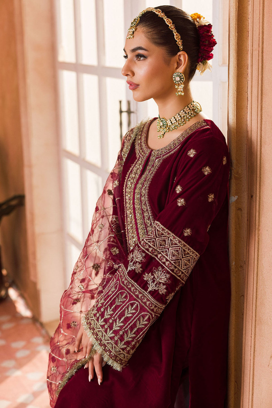 4407-HOORAIN EMBROIDERED VELVET UNSTITCHED