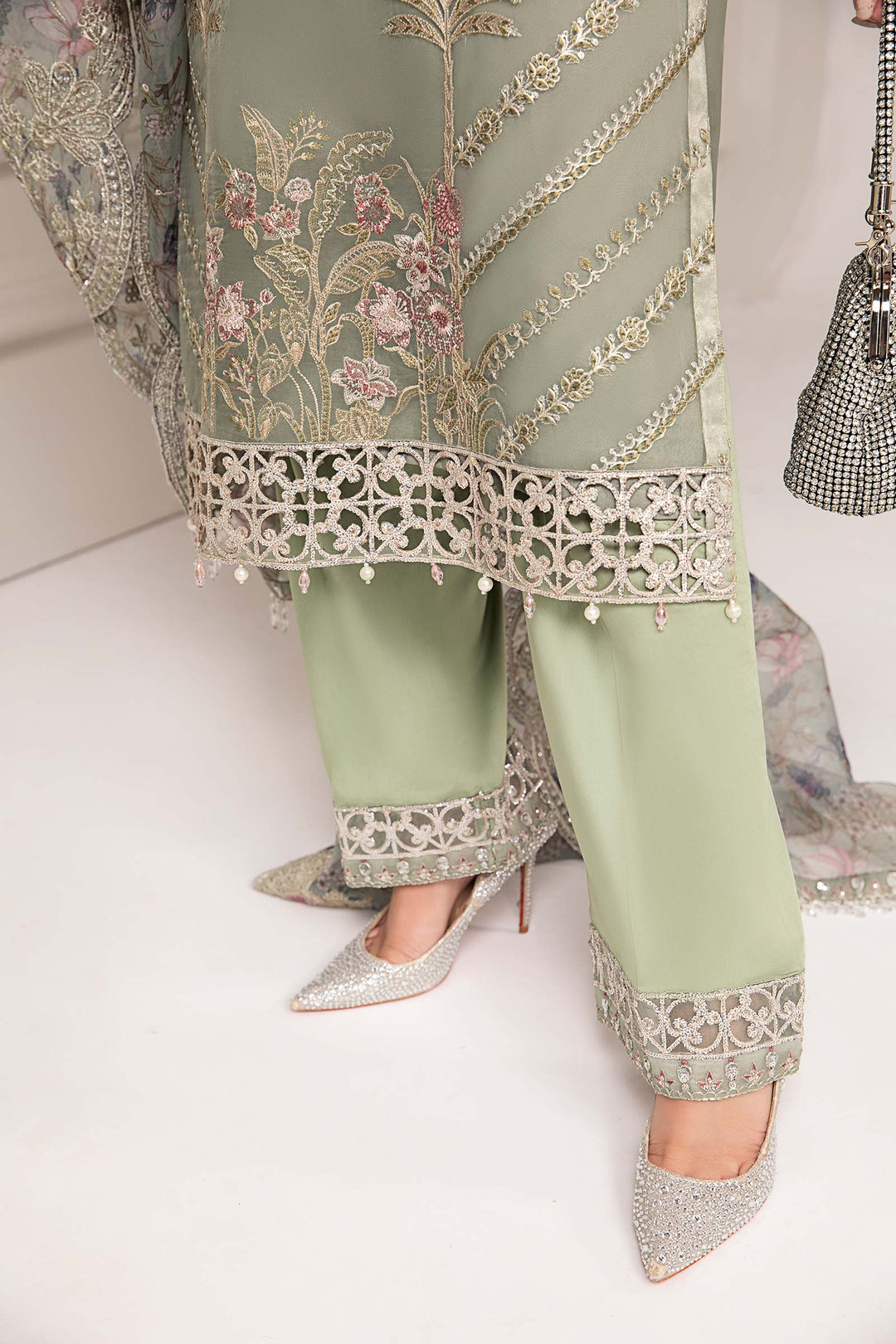 3 PIECE EMBROIDERED ORGANZA SUIT | SF-EF24-12