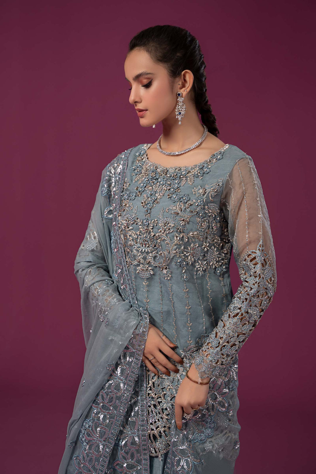 3 PIECE EMBROIDERED ORGANZA SUIT | SF-EF24-22