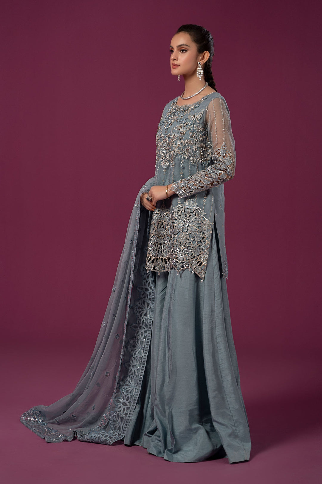 3 PIECE EMBROIDERED ORGANZA SUIT | SF-EF24-22