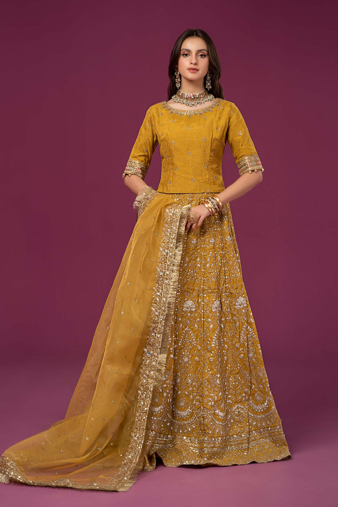 3 PIECE EMBROIDERED RAW SILK SUIT | SF-EF24-26