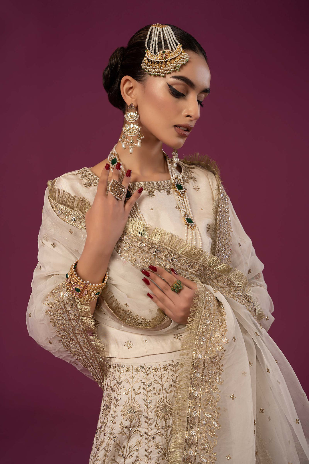 3 PIECE EMBROIDERED RAW SILK SUIT | SF-EF24-26