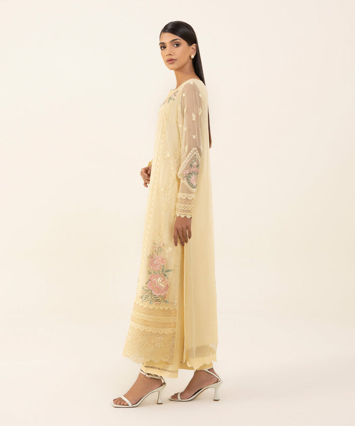 3 Piece - Embroidered Chiffon Suit