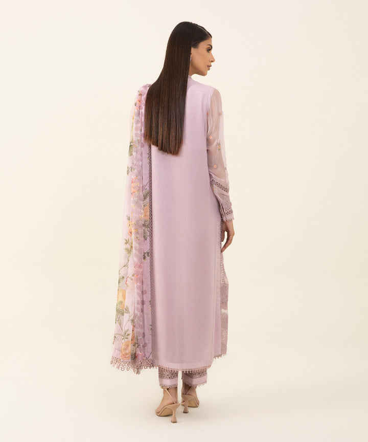 3 Piece - Embroidered Chiffon Suit