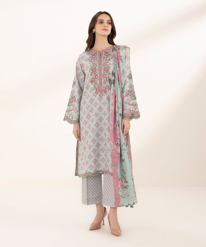 3 Piece - Embroidered Zari Lawn Suit