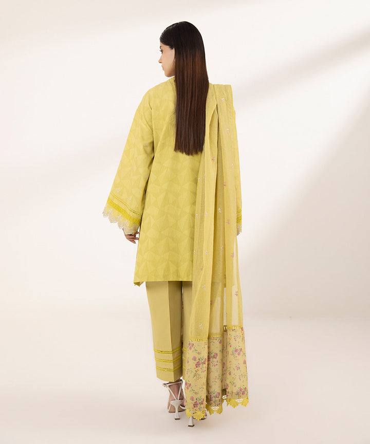 3 Piece - Embroidered Jacquard Suit