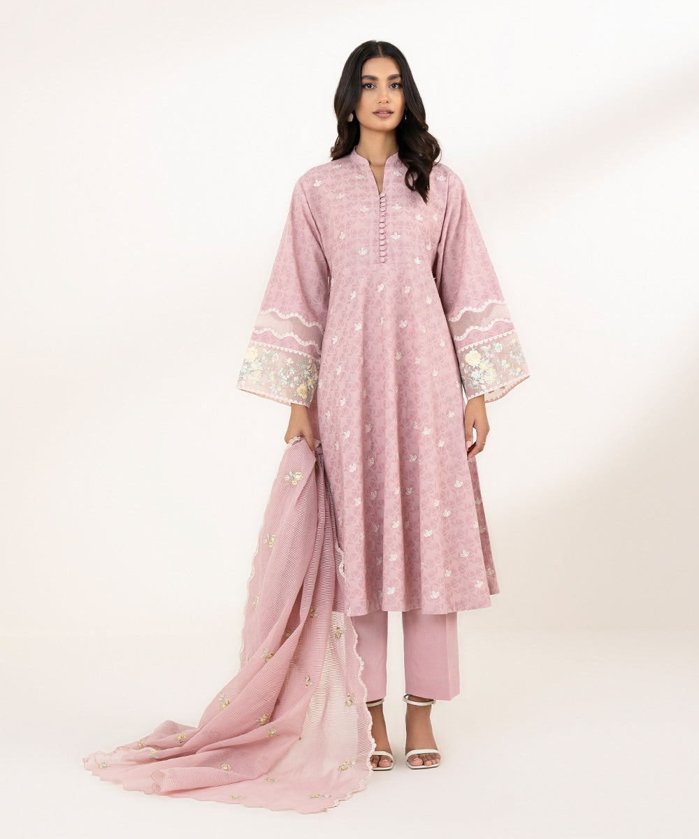 3 Piece - Embroidered Jacquard Suit