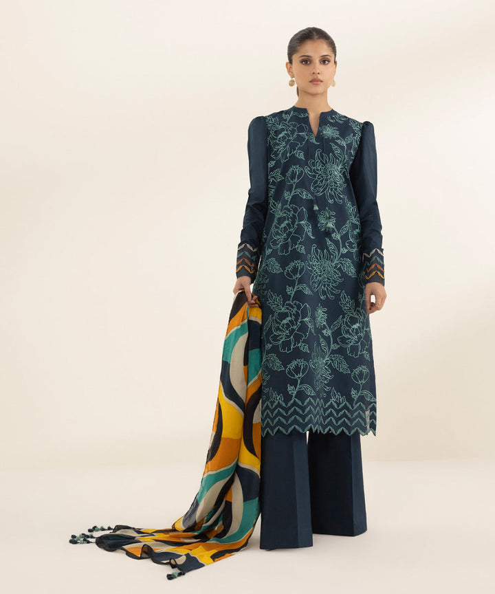 3 Piece - Embroidered Jacquard Suit